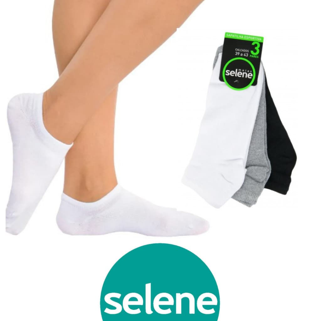 Kit 3 Pares de Meias Selene Sapatilha Esportiva Masculina | Tamanho 39 a 43 | Ref. 8065