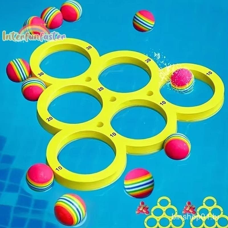 [Interfunfasterb] 1Pc Mesa Flutuante Com 10 Bolas Anel De Brinquedo Jogo De Arremesso Esportes Aquáticos Piscina EVA Jog