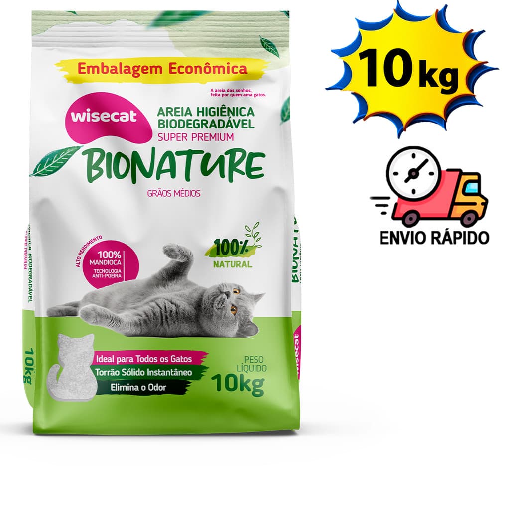 Areia de Mandioca 100% Natural Areia Para Gato 4 Ou 10Kg Biodegradável Areia Para Gato