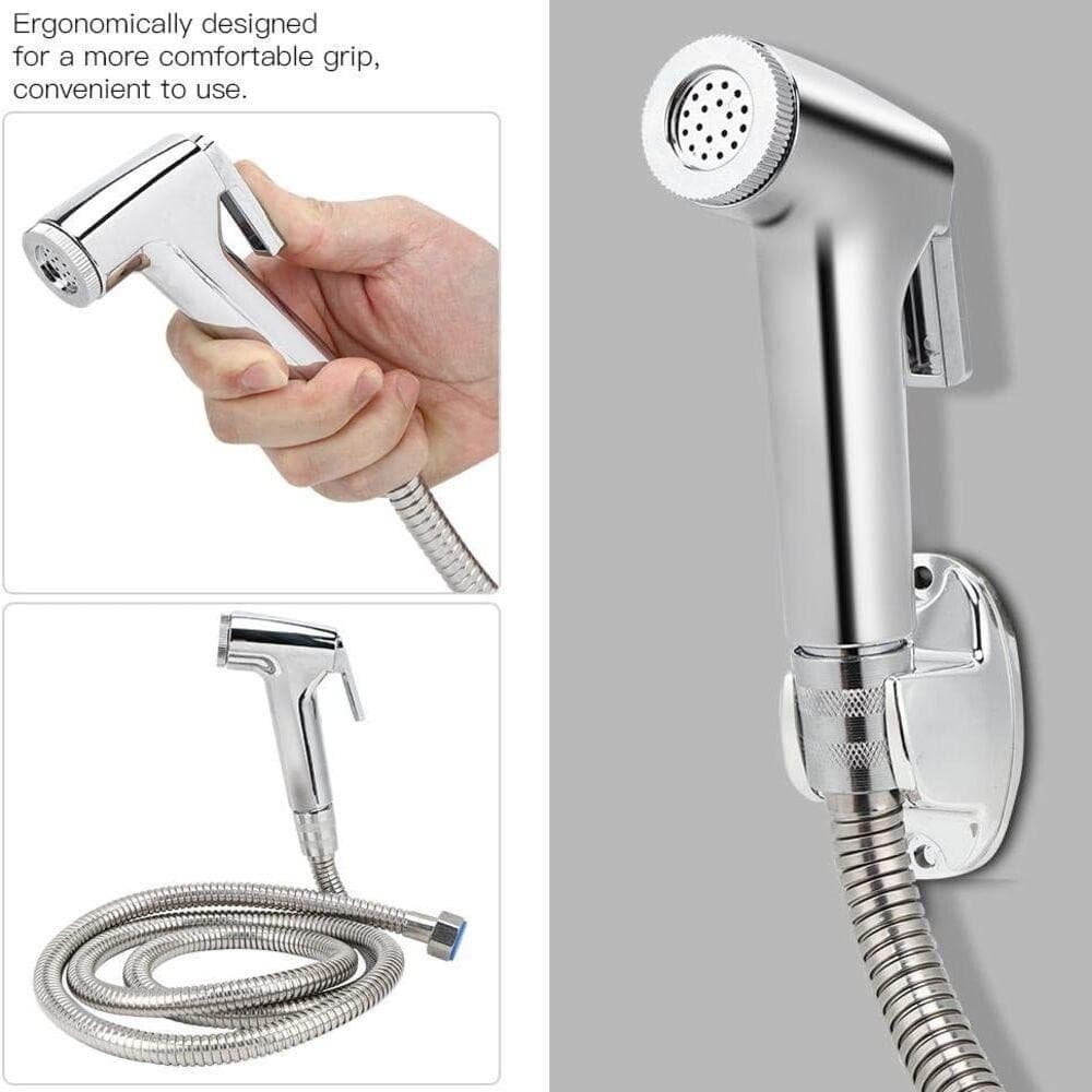 Ducha higienica intima cromada abs com gatilho completa para banheiro flexivel mangueira 1m luxo
