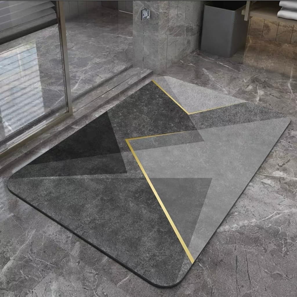 Tapete de Banho PVC - Absorção Rápida, Antiderrapante para Banheiro e Entrada, Terra Diatomácea