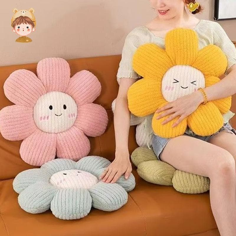 Almofada De Flores Almofadas Decoração De Casa Rosto Sorridente Forma De Flor Assento De Pelúcia Cadeira Sofá Dormir De