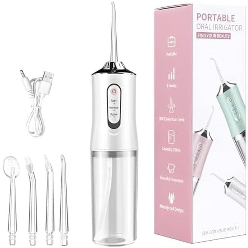 Flosser Dental De Água Para Dentes-Irrigador Oral Sem Fio Portátil De 230ML Com Fluxo De Precisão De 0.6 Mm , 3 Modos De