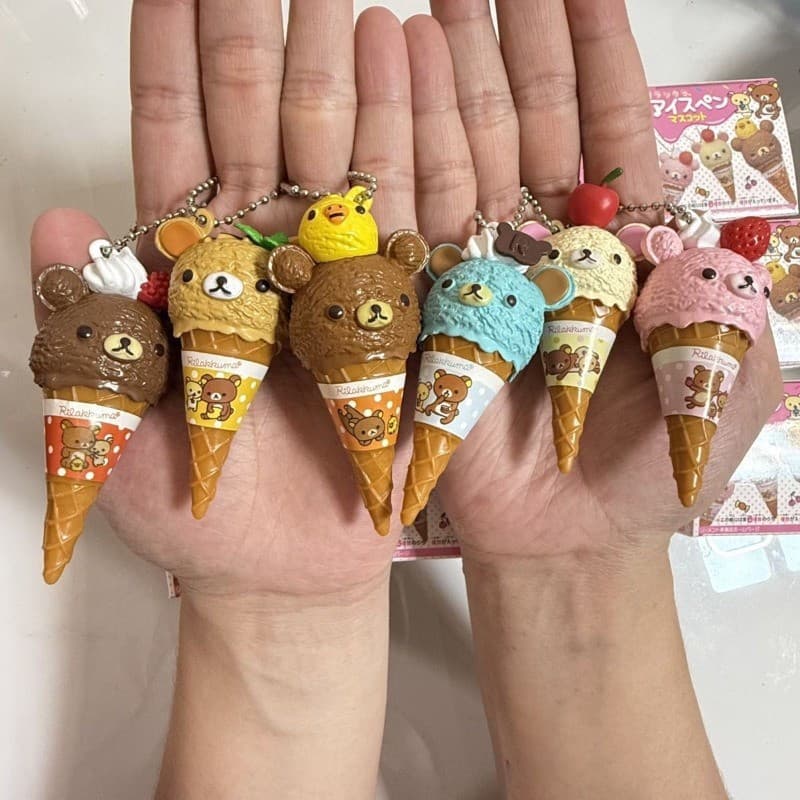 Rilakkuma Sorvete Série Caixa Cega Urso Bonito Chaveiro Pingente Brinquedo Crianças Presentes Decoração