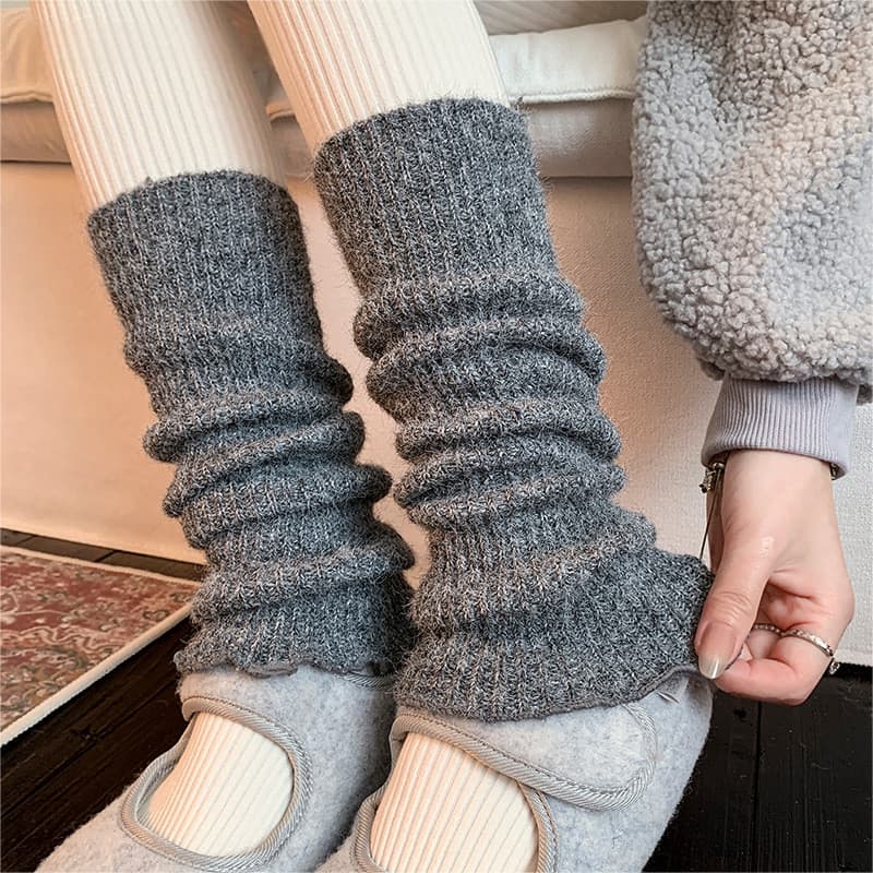 Meias de panturrilha pilha meias perna capa feminina outono inverno engrossado tubo médio com jk pequenos sapatos de cou