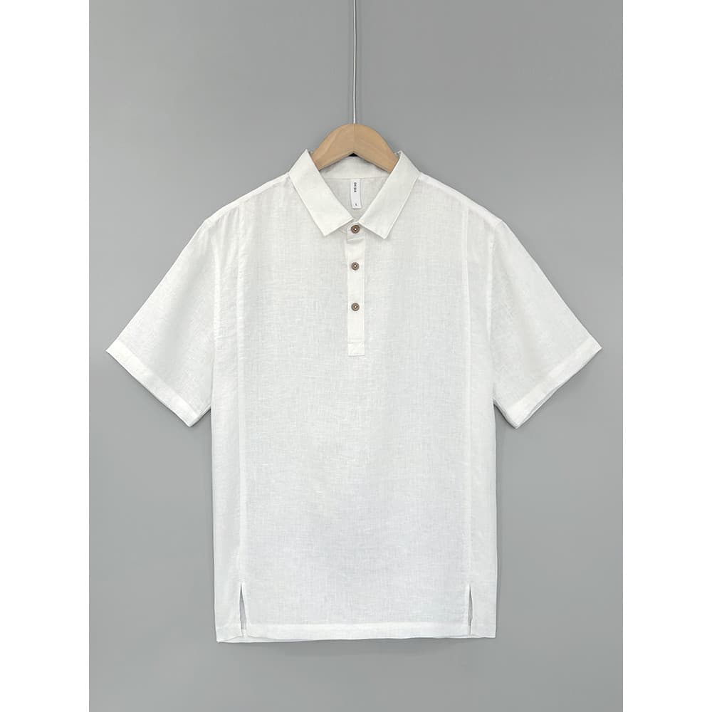Camisa polo masculina de linho puro de alta qualidade, camiseta de manga curta, verão 2025, novo estilo, roupas masculin