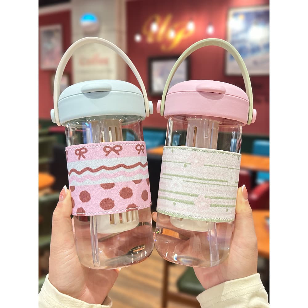 Ins Copo duplo para beber de alto valor, resistente ao calor, à prova de explosão, separação de água, flor, xícara de ch