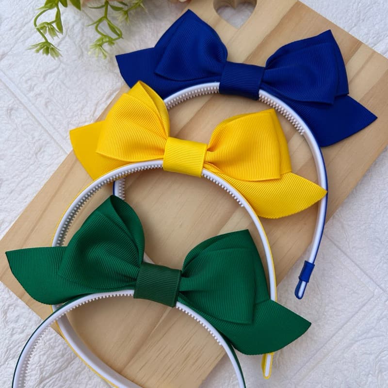 Tiara Infantil Menina Brasil Colorida Copa do Mundo Fantasia Criança Arquinho Laço