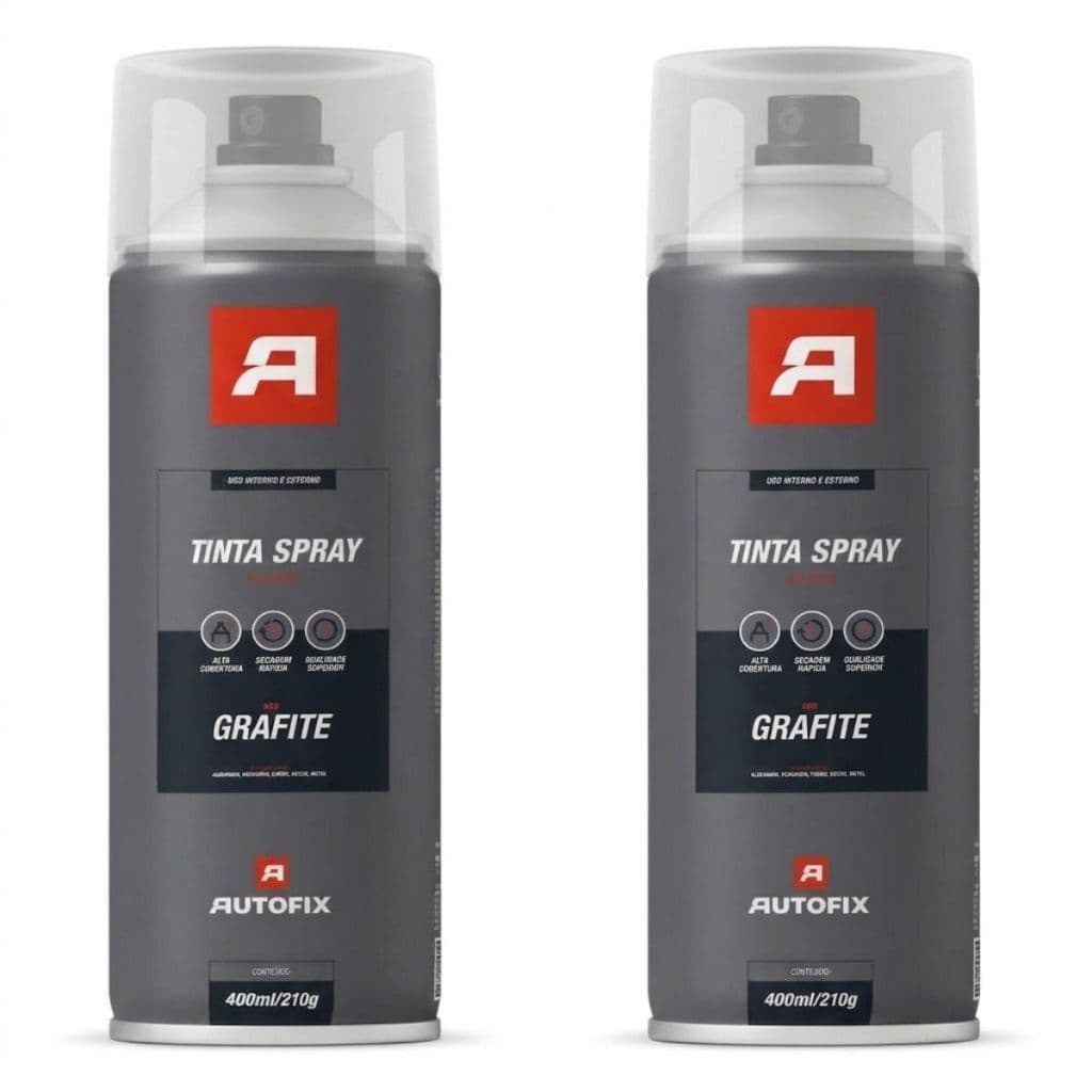 kit 2 Tinta Spray Uso Geral 400ml Grafite Metal Madeira Autofix Aerossol Ok