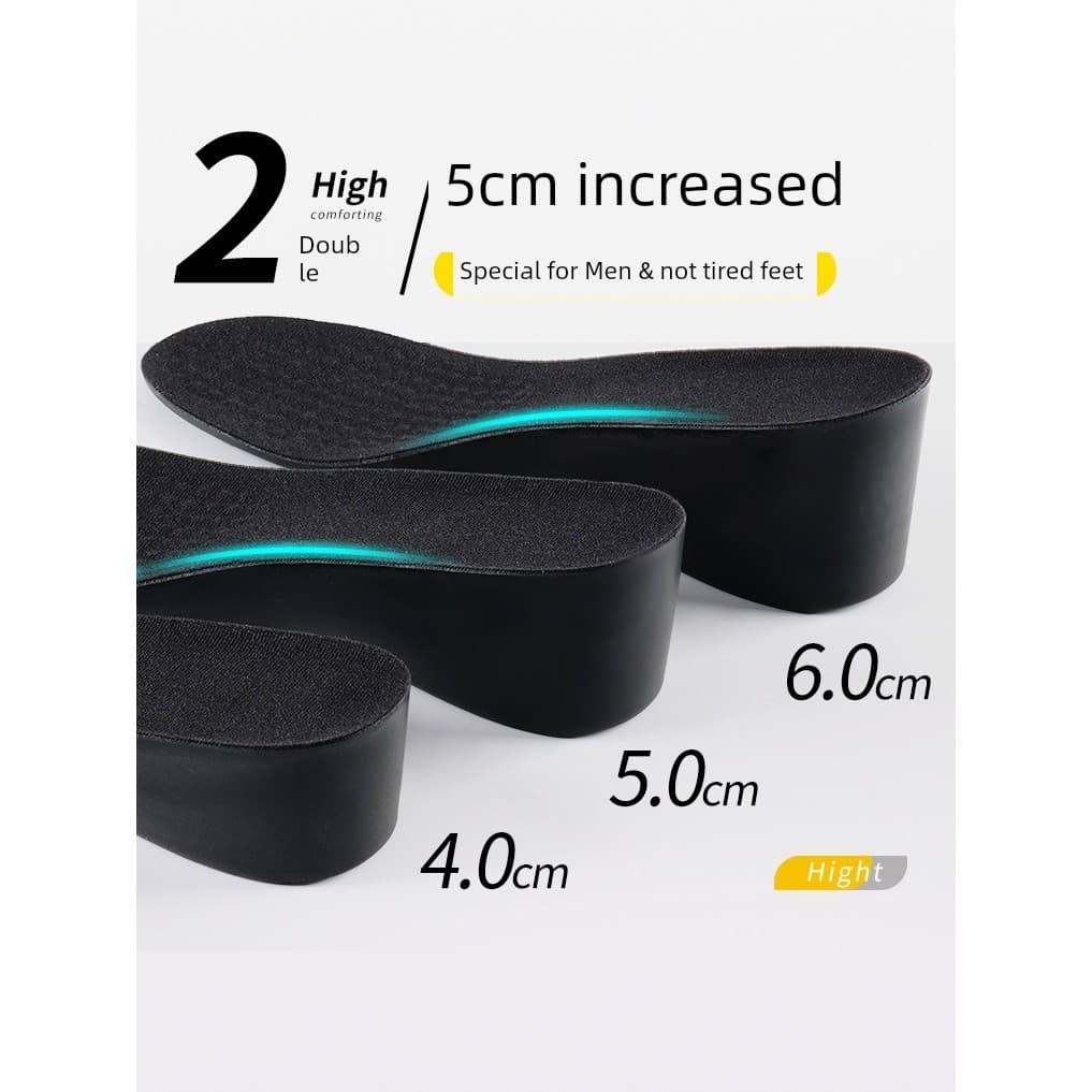 Palmilha de aumento de altura de 5cm masculina exclusiva verão invisível confortável aumento de altura interna de longa