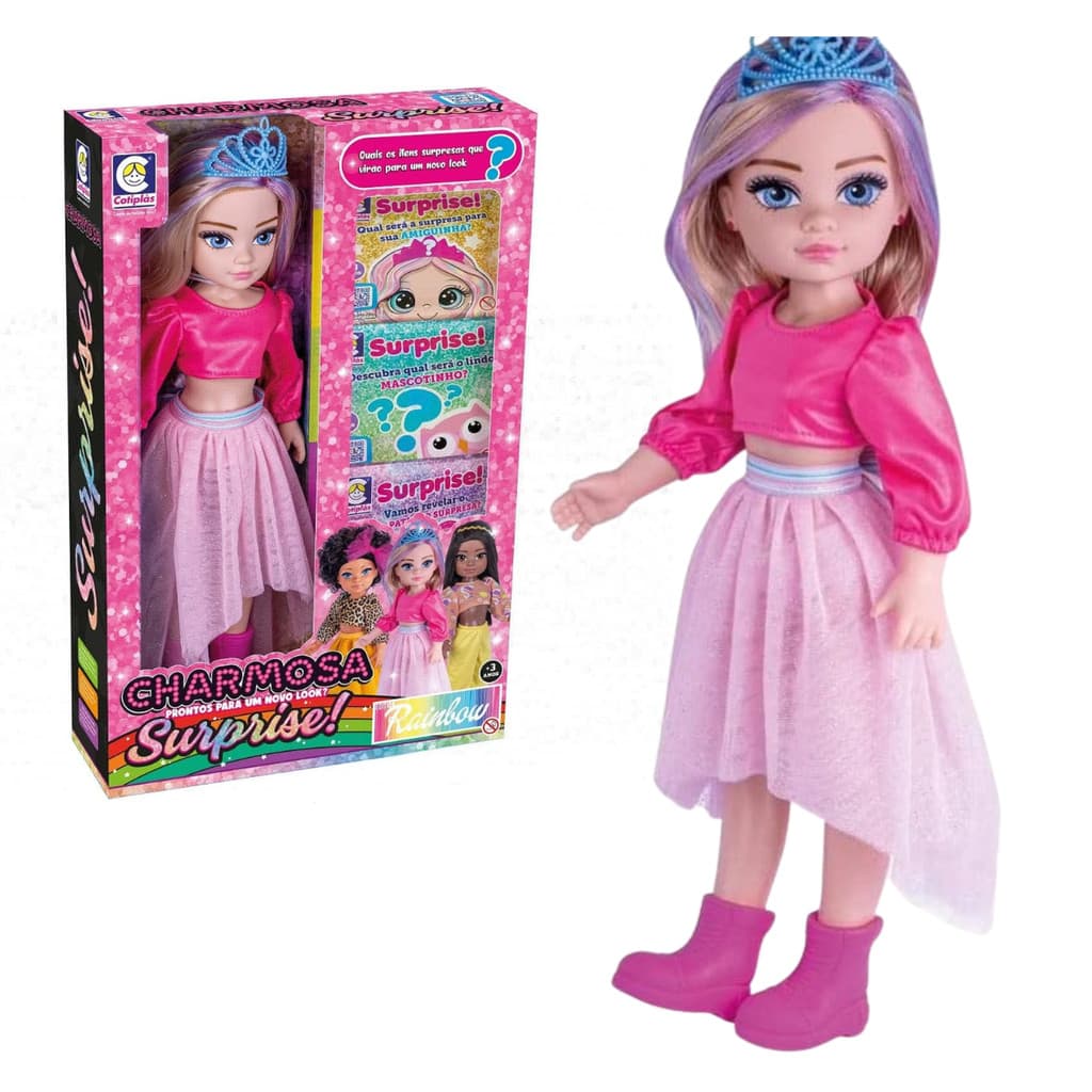Boneca Charmosa Surprise Loira 50cm Com Acessórios Cotiplás
