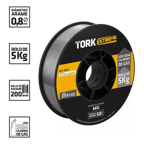 Arame Para Solda Mig Uso Sem Gás 0.8mm Rolo De 5 Kg Prateado