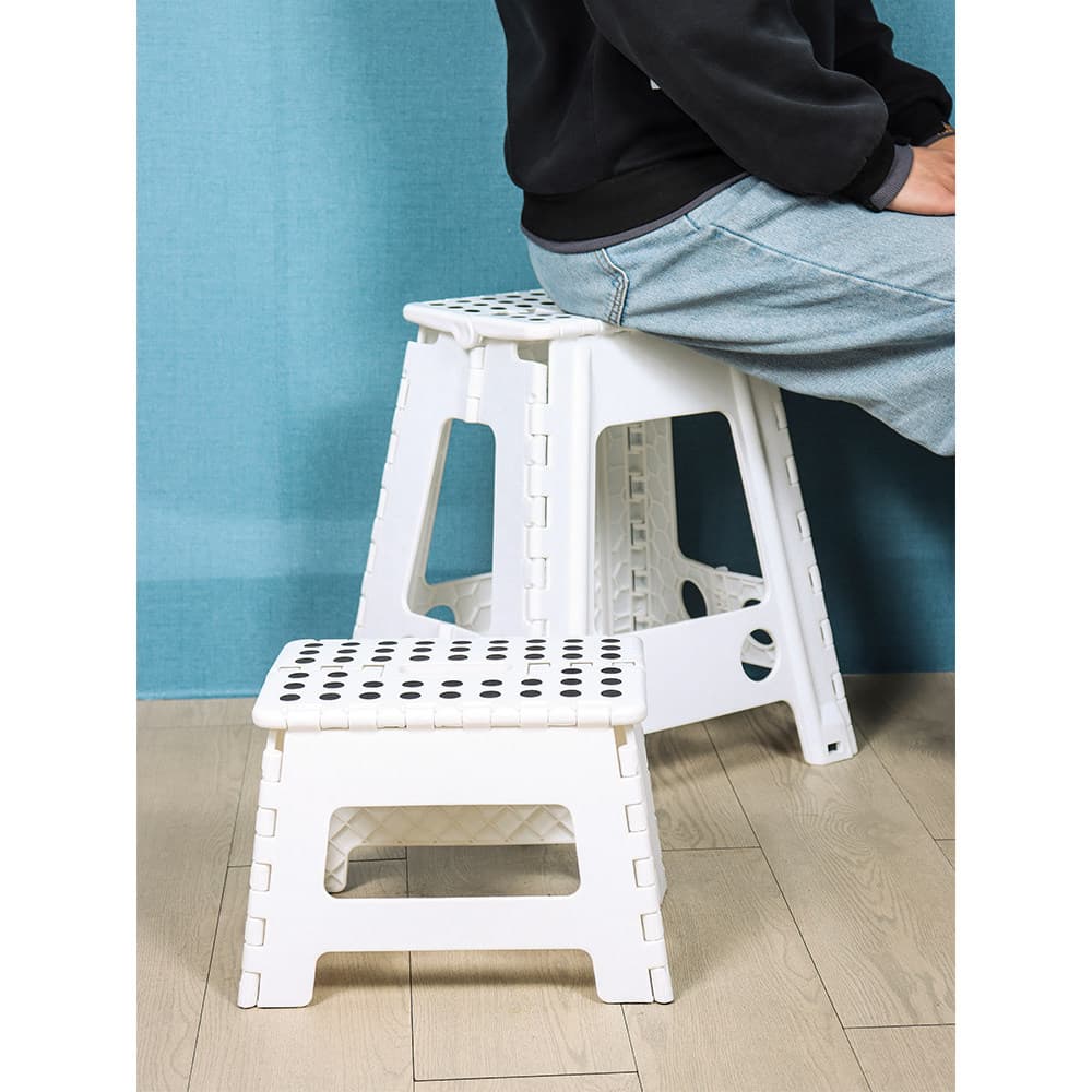 Banqueta pequena de plástico grosso, banco dobrável doméstico, portátil, simples, baixo, rolamento de carga, 100kg