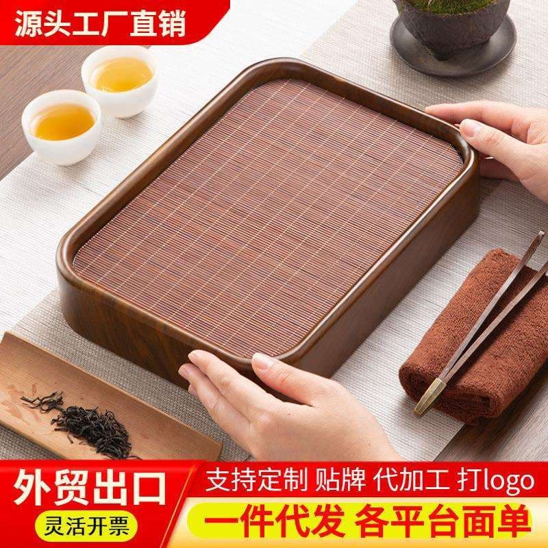 Bandeja de chá pequena para armazenamento de água, separação seca e molhada, bandeja de drenagem chinesa, retangular, ch