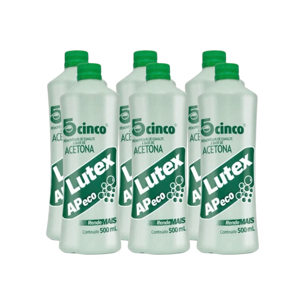 KIT Removedor de Esmalte 500ml Lutex Acetona Uso Profissional (6 unidades)