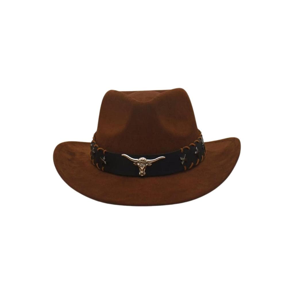 Novo cowboy cartola guarda-sol chapéu de feltro cabeça de touro decoração chapéu de cowboy Retro Jazz chapéu
