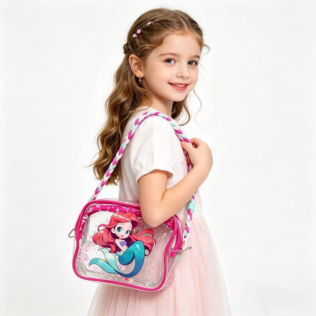Bolsa Ombro Transparente Estampa Sereias Gatos Leve Confortável Portátil para Crianças Passeio Escola Viagem