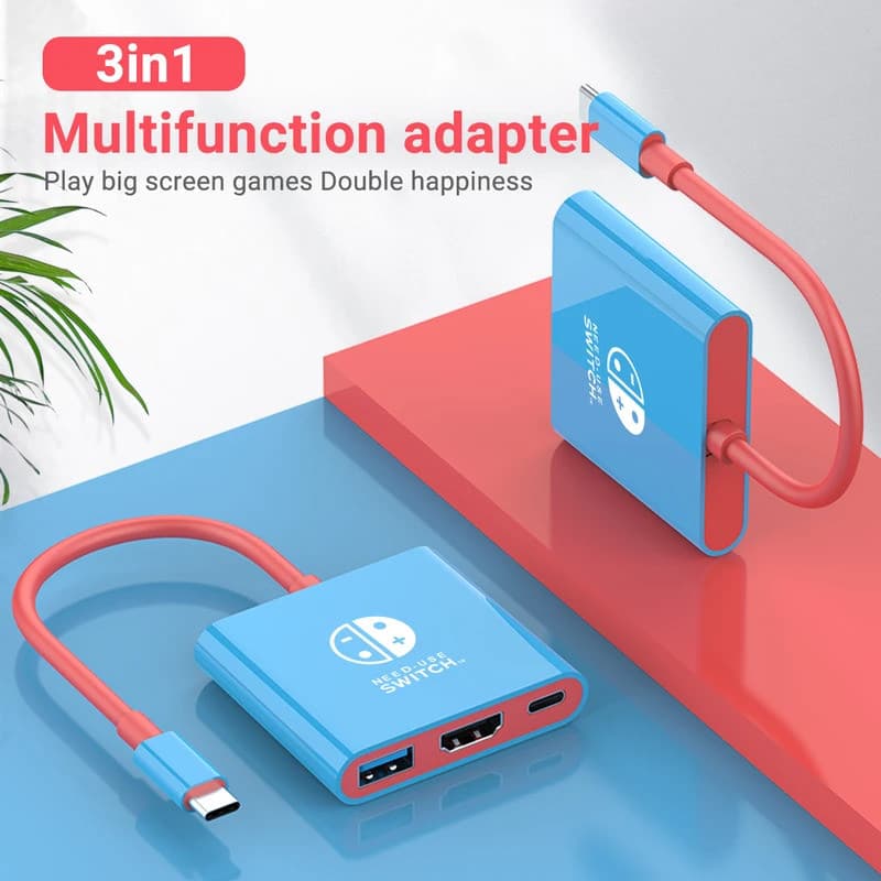 Estação de Acoplamento Portátil para Nintendo Switch, Hub TYPE-C com HDMI e USB 3.0, Perfeita para Viagens e Jogos