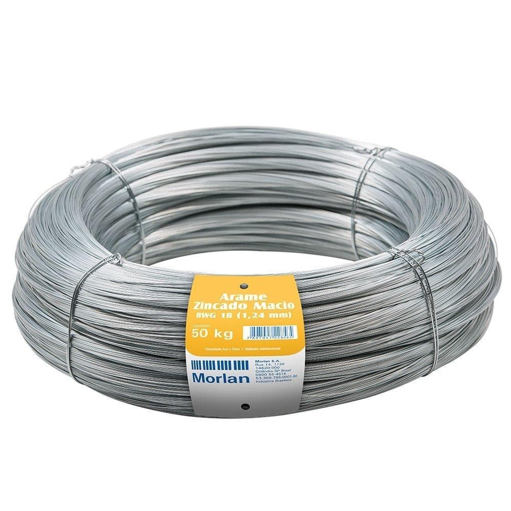 Arame Liso Galvanizado Morlan 18 Industrial Rolo 50Kg