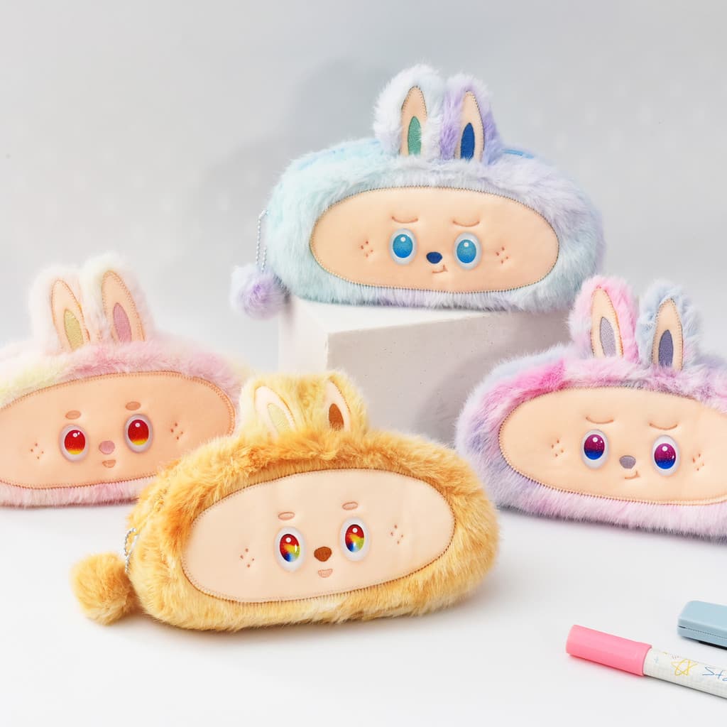 Bolsa de armazenamento de pelúcia de pano pequeno Bolsa de lápis Bolsa de papelaria Estojo de lápis de grande capacidade