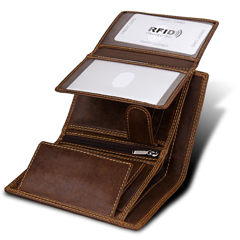R RFID Carteira Masculina Blindada Multifuncional Carteira Masculina Retro Porta Cartão Carteira Vertical Amazon