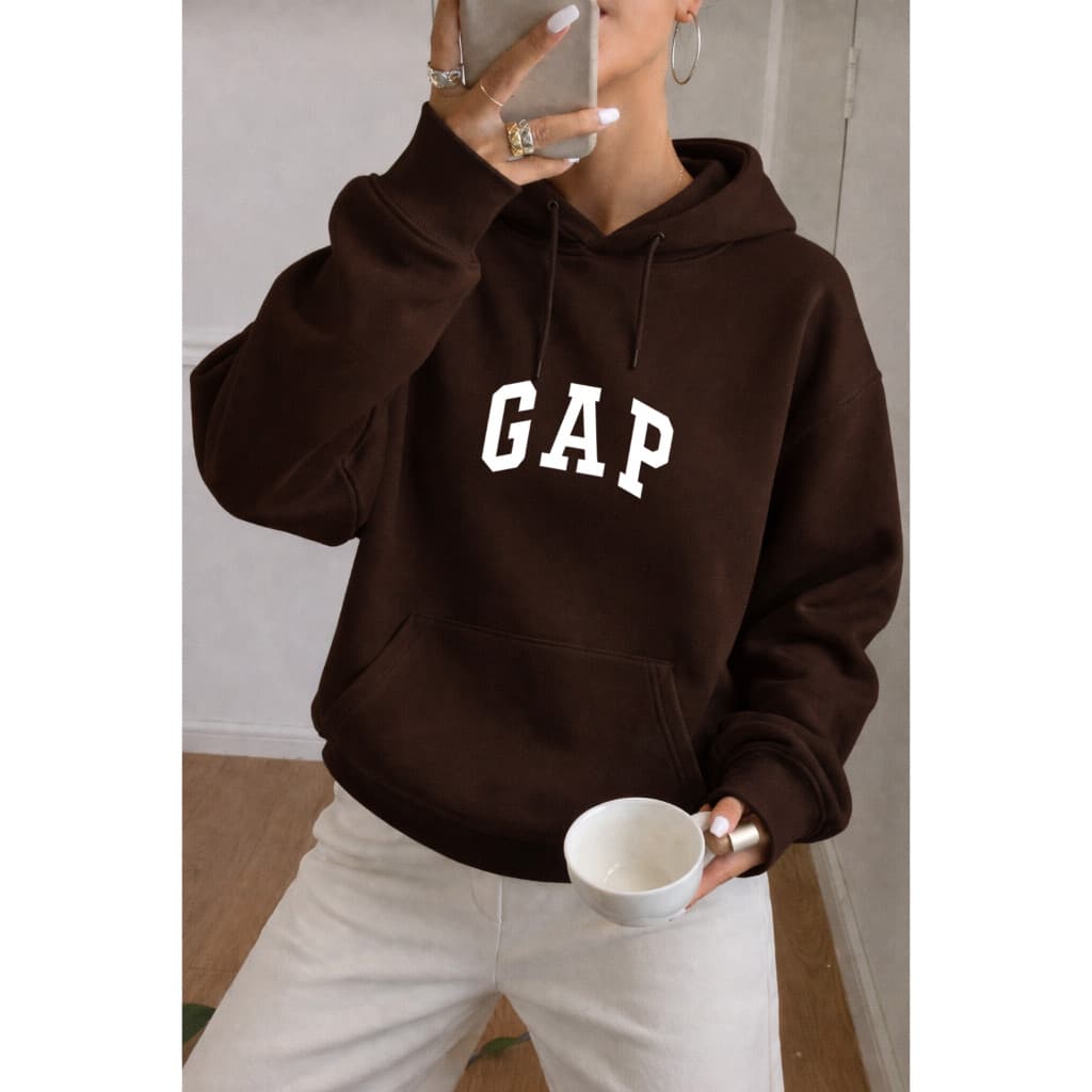 Moletom Canguru Feminino GAP Com Capuz Básico Inverno