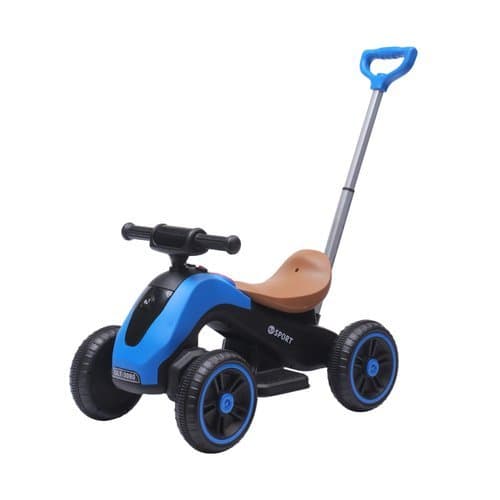 Moto Elétrica Infantil Azul Com Empurrador Bateria Recarregável Rodinhas Auxiliares Segurança Diversão