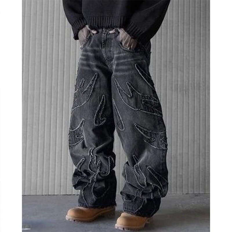 Calça Jeans Masculina Solta Com Perna Reta E Larga