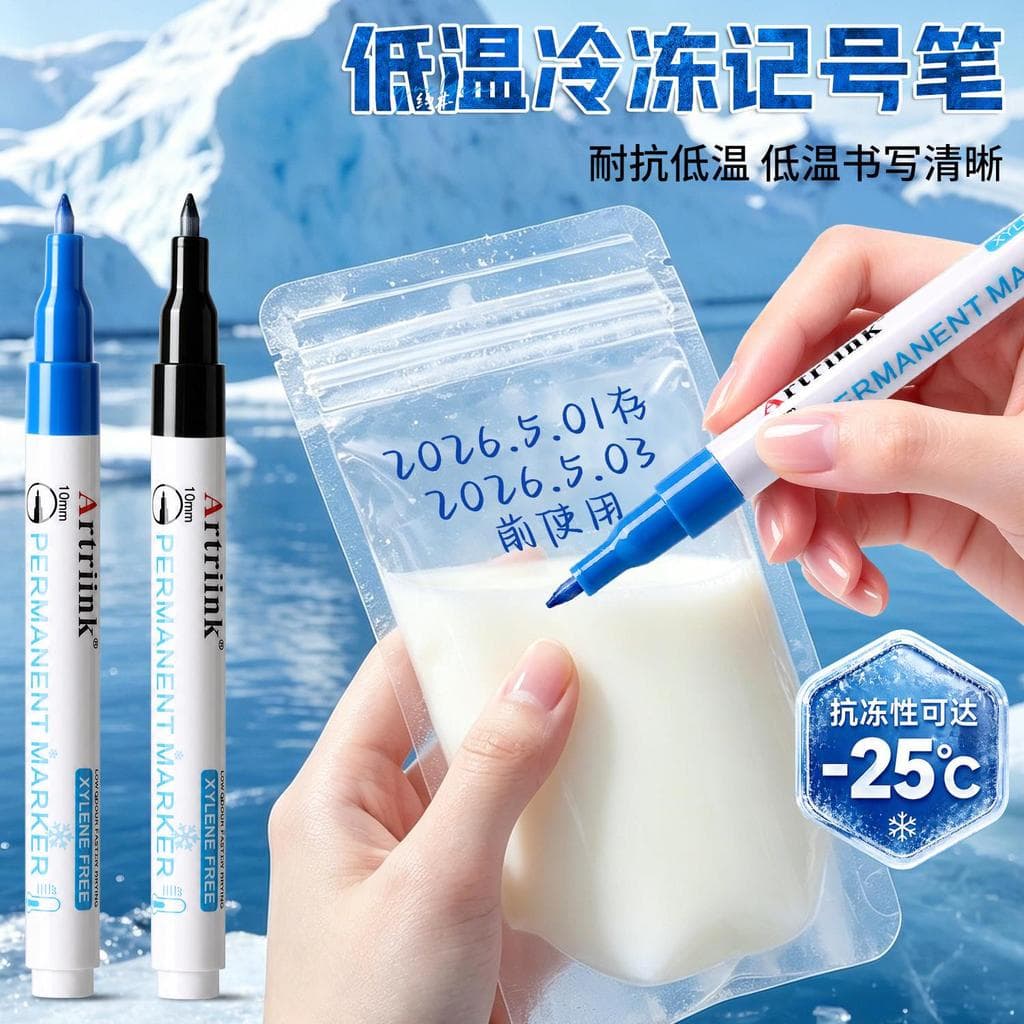 Marcador anticongelante Saco de leite para armazenamento de baixa temperatura Caneta estranha Etiqueta de geladeira Marc