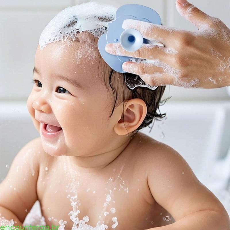 Encontrora Escova Banho Bebê Cabelo Silicone Massagem Para Pele Delicada