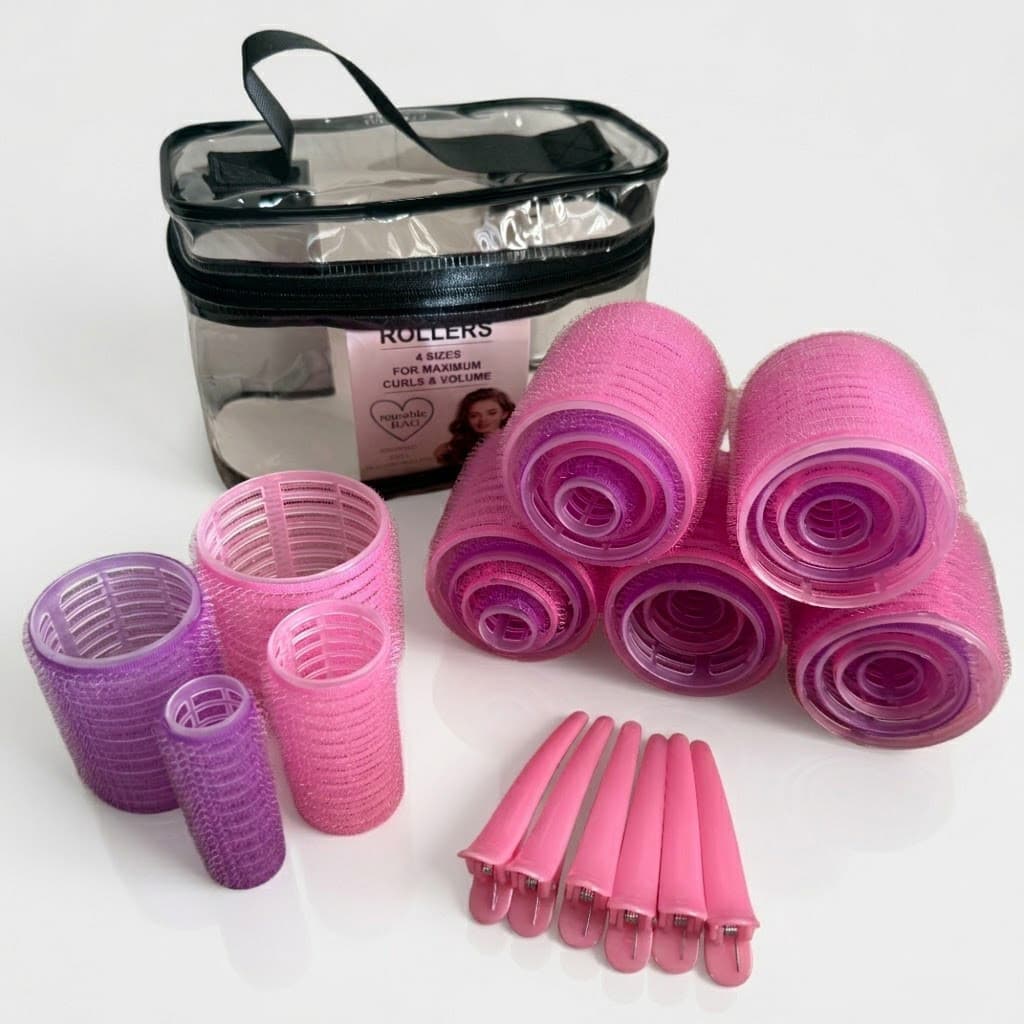 Kit 30 Peças Bobs De Cabelo Com Velcro Vários Tamanhos Autoaderente Para Cachos Naturais E Volume Kit Beleza Feminino