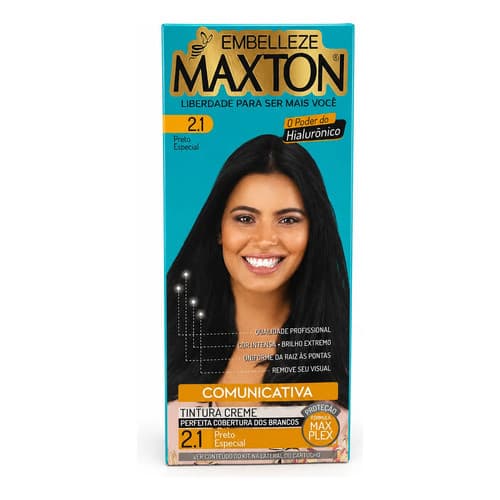 Tintura Maxton Preto Especial 2.1 Coloração Creme Embelleze 2.1 Preto Especial