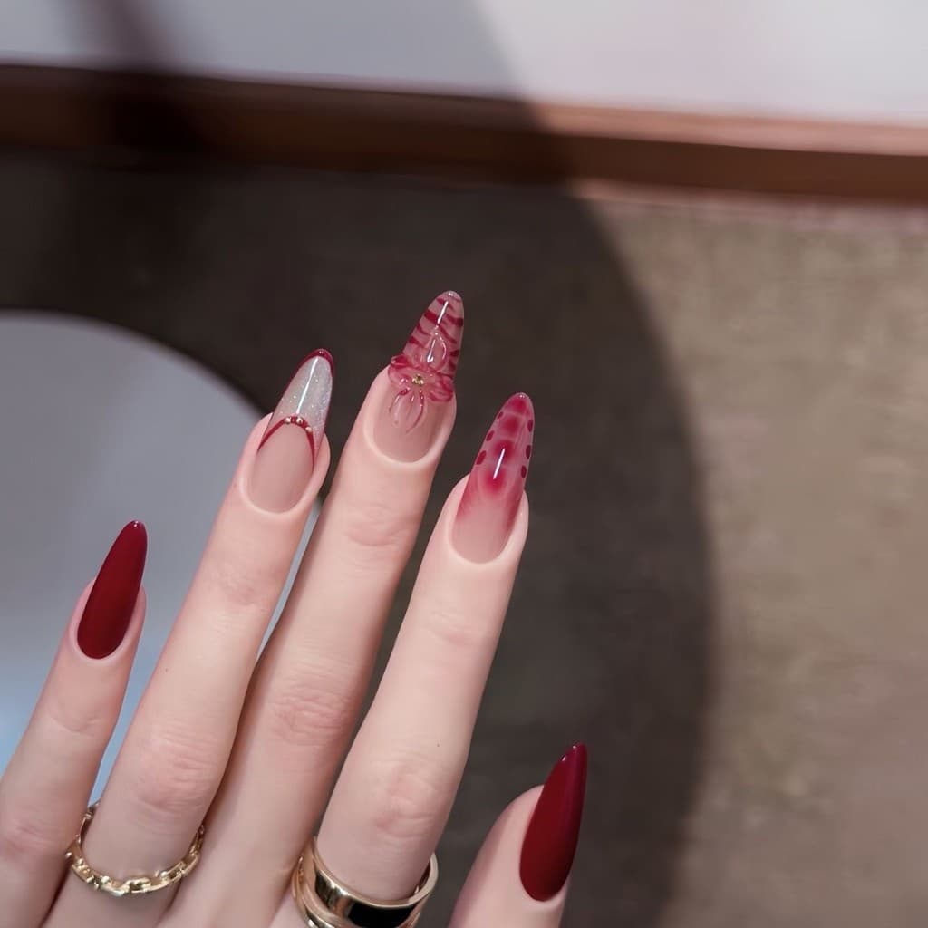 Branco borgonha cristal esculpido Manicure francesa artesanal usar unhas High-End remendo unhas destacáveis