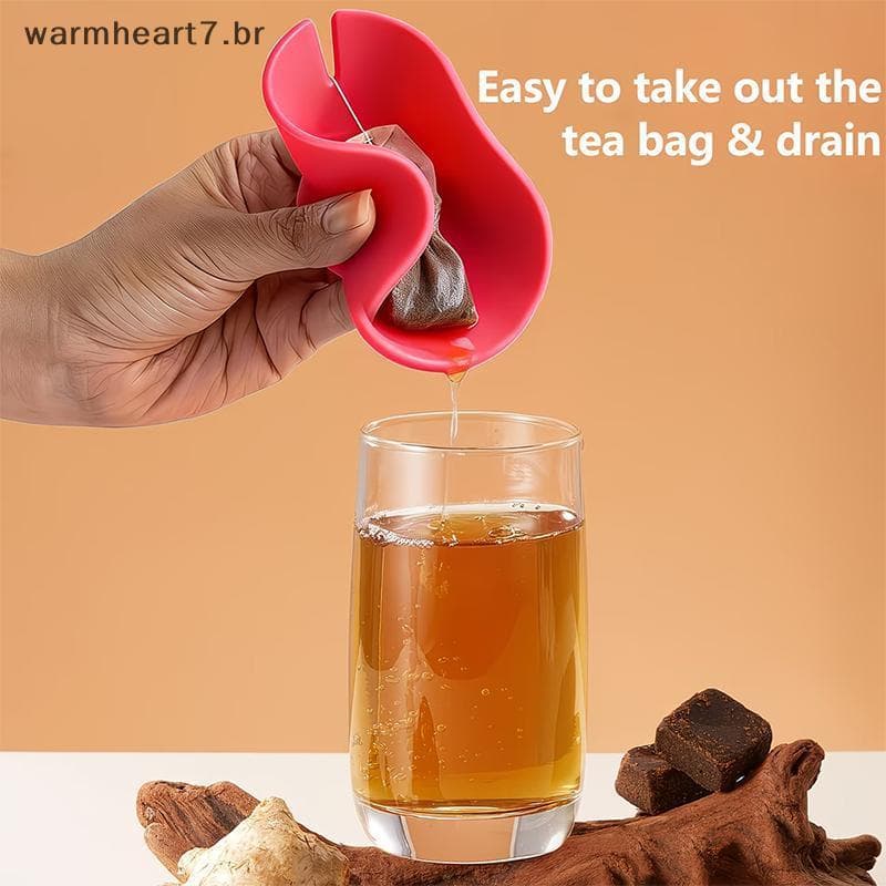 Suporte De Saco De Chá De Silicone Quente Com Alça Espremedor Conjunto Tampa De Caneca Reutilizável Para Entusiastas BR