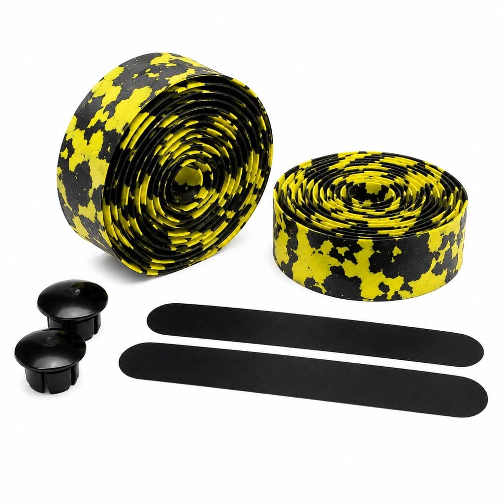 Fita Para Guidão Bicicleta Camuflada Preta com Amarela 30x190mm Speed MTB Antiderrapante