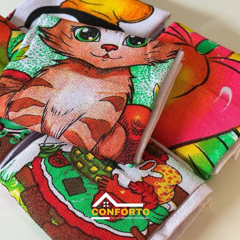 Pano de Prato Reforçado Estampado Gigante kit com 10 Peças