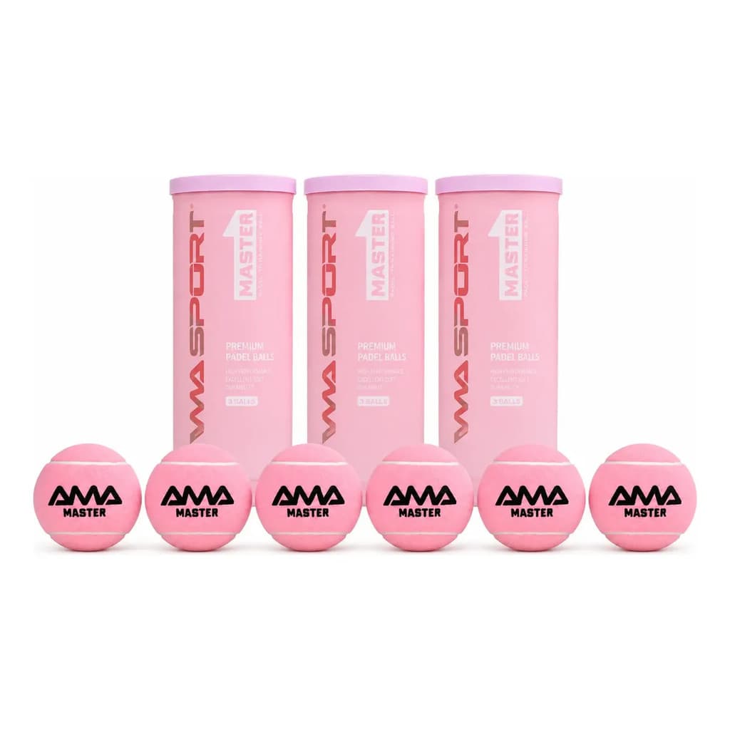 06un Bola De Padel Amasport Master Pink 3 Tubo Pressurizado