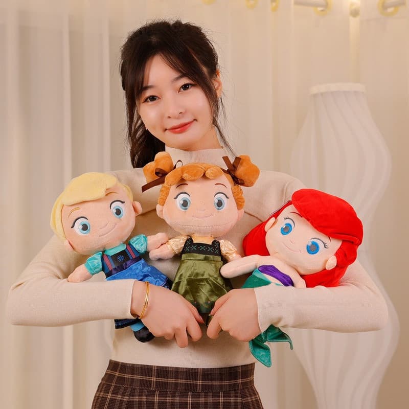 Disney Ariel Princess Sereia Plushie Q versão macio boneca de pelúcia almofada de dormir Anna Elsa menina brinquedo pres