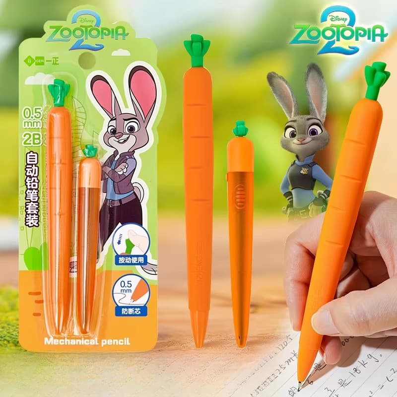 Conjunto de Lápis Mecânico Zootopia, Núcleo Anti-Quebra, Desenho Animado Fofo Judy Carrot 2B Silicone 0.5mm F4BF FNNA