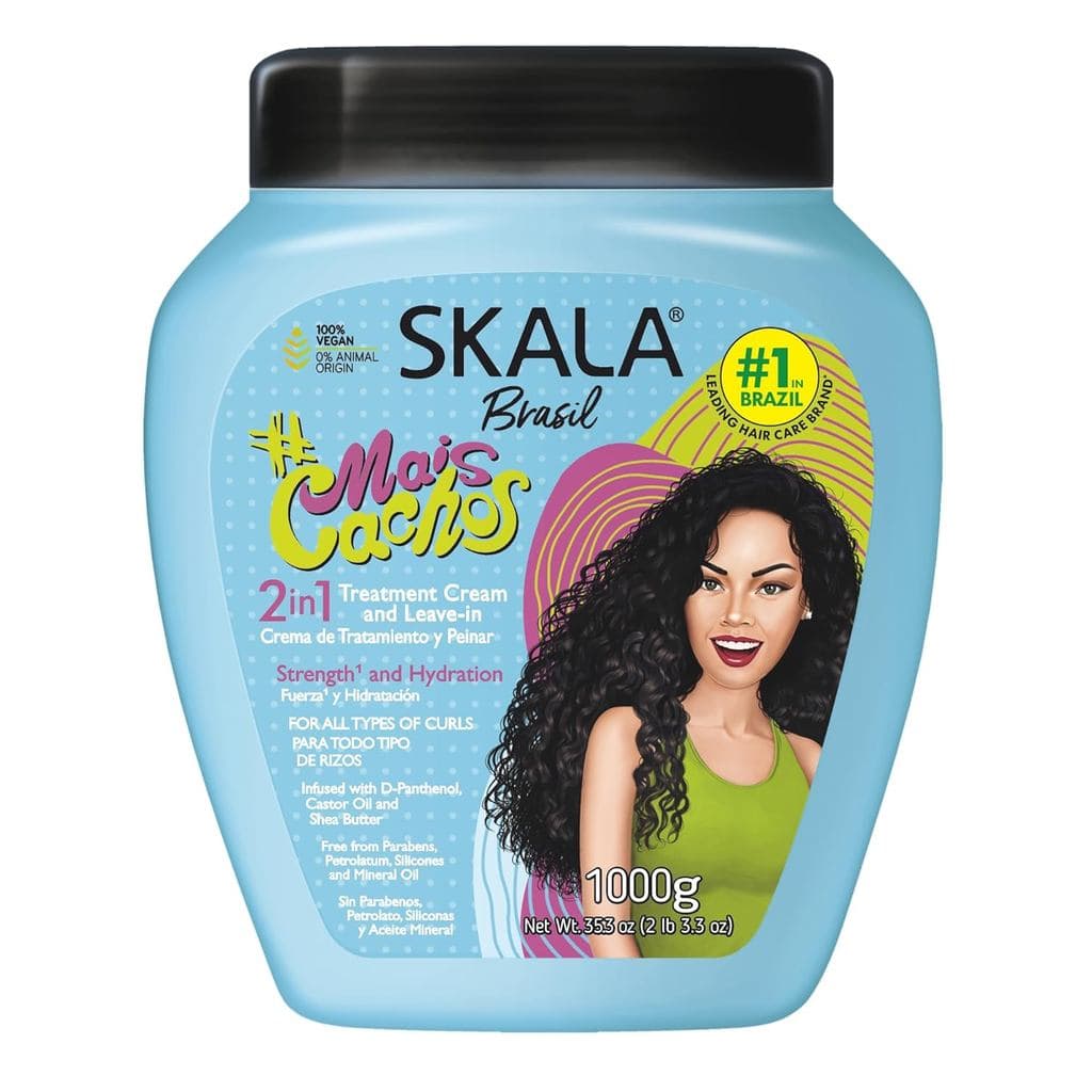SKALA Expert Mais Cachos 2 em 1 Creme e Condicionador Sem Enxágue para Cabelos Cacheados, Máscara Capilar Vegana, Mantei
