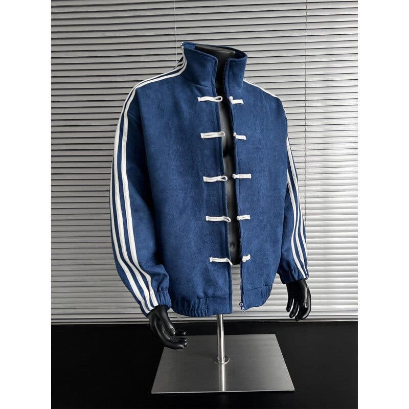 Jaqueta Masculina J9GS HJQH com Gola em Patchwork, Estilo de Botões, Manga Longa, Elegante e Casual para Jovens C5VQ