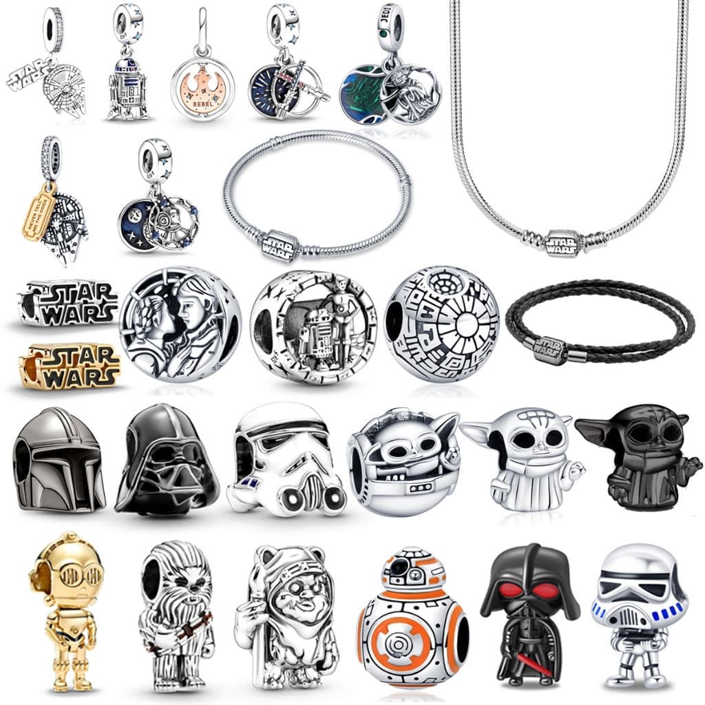 Pingente de personagem de Star Wars em prata esterlina S925, adequado para pulseiras de prata esterlina 925, joias femin