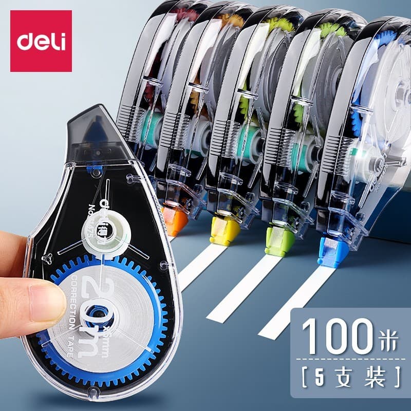 [Pacote de 5 unidades] Fita corretiva Deli para estudantes 5 mm * 20 m Fita corretiva fofa de grande capacidade para esc
