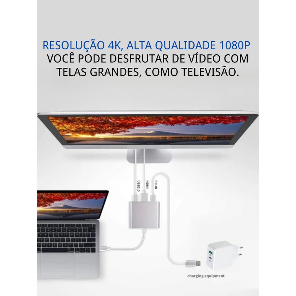 Adaptador de interface multimídia Battony USB C para HD com saída 4K, porta USB C JorgeStore
