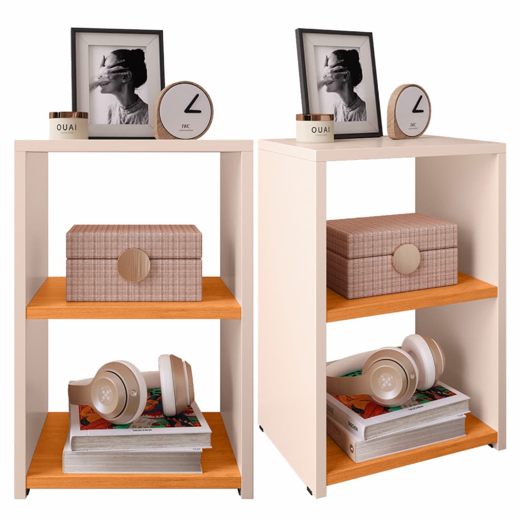 Kit 2 Mesa de Cabeceira para Quarto Bela Retrô Cores  Apoio de Cama Mesinha Lateral