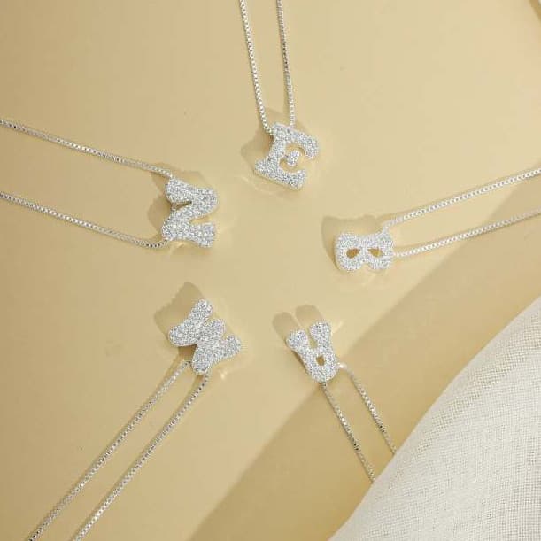 Colar Inicial Feminino Prata 925 Folheado Cravejado Presente Joia Delicada