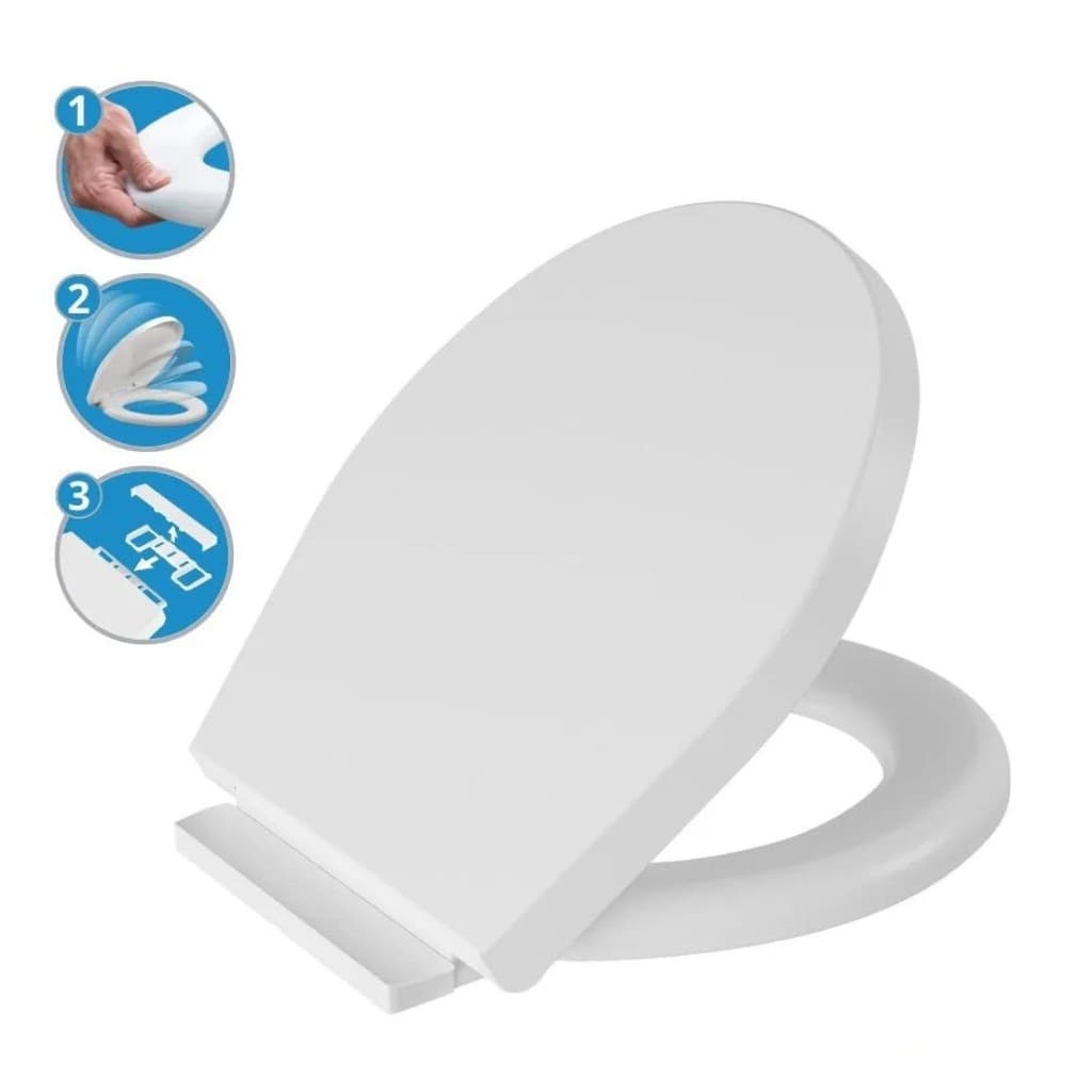 Assento Almofadado Soft Close UNIVERSAL Oval  Branco Astra