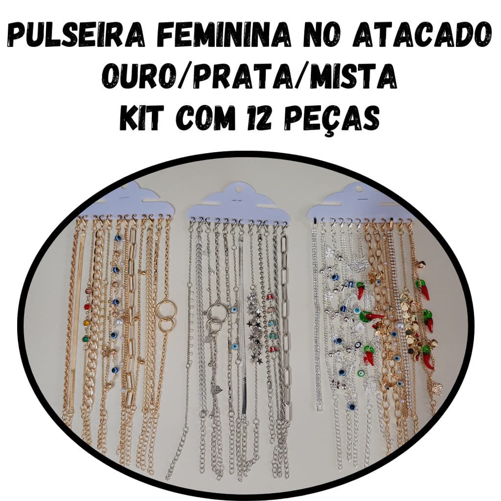 🔥 Kit 12 Pulseiras Femininas Banhadas A Ouro E Prata – Garantia 1 Ano + Frete Grátis!