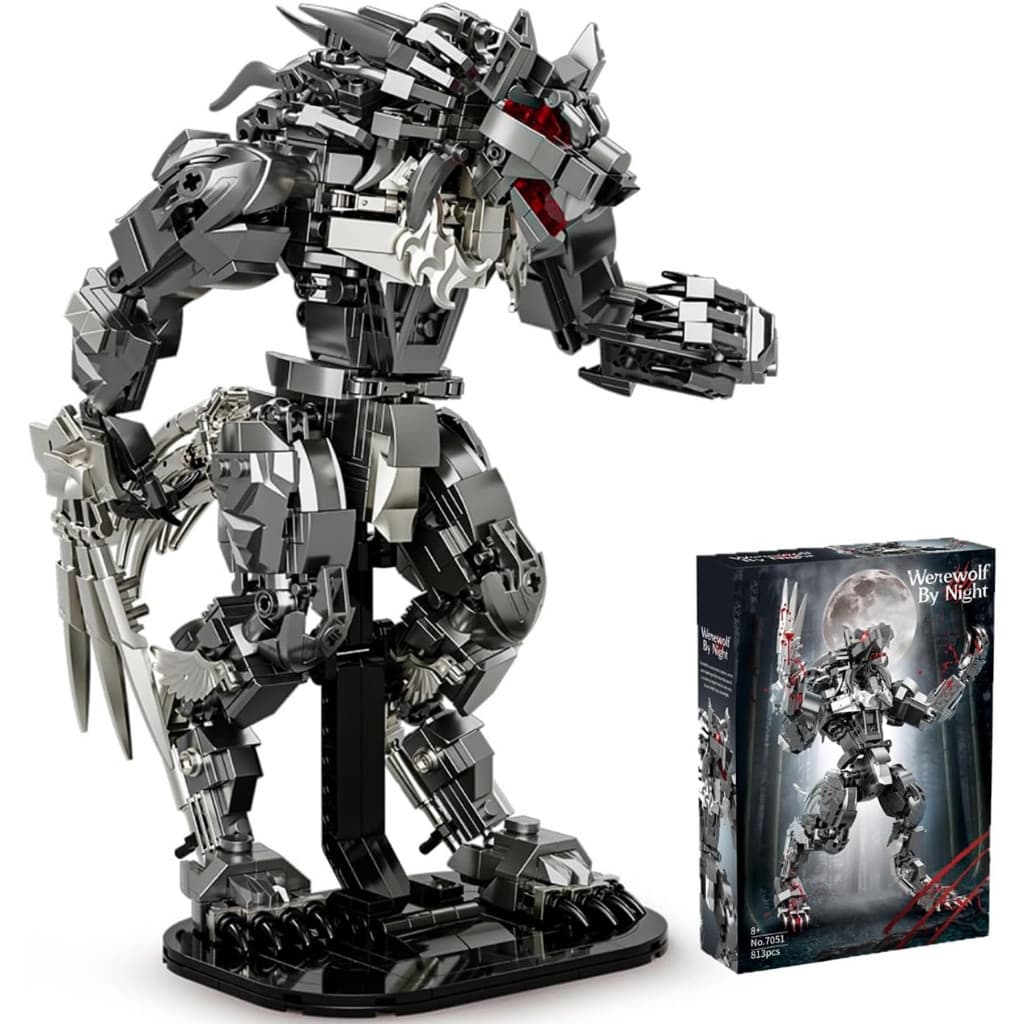 Conjunto de Blocos de Montar Lobo-Negro da Noite com 813 Peças，598PCS compatível  Disney Casa