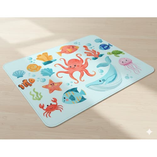 Tapete Infantil Fundo Do Mar Antiderrapante 40x60cm